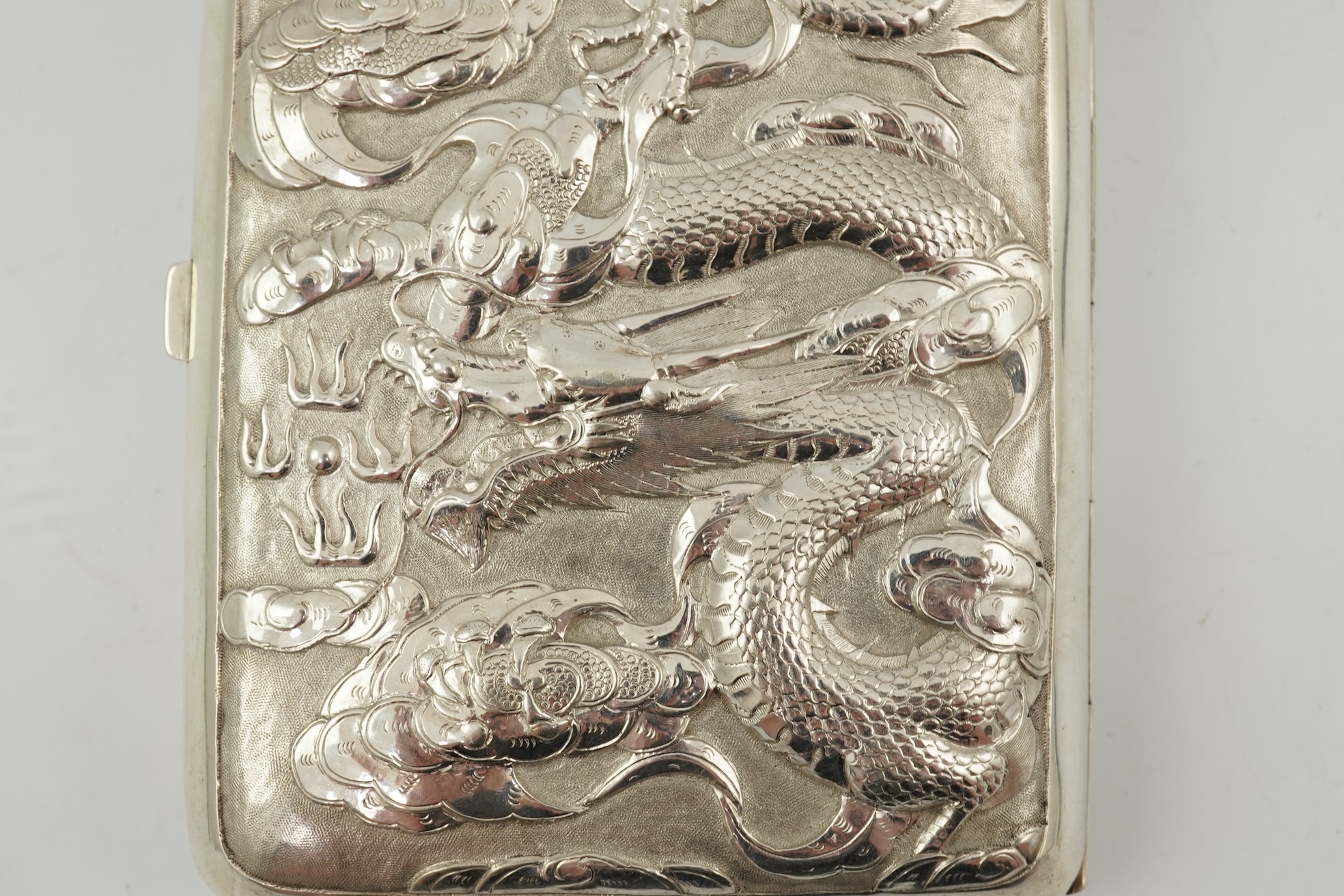 A late 19th/early 20th century Chinese Export silver rectangular cigarette case